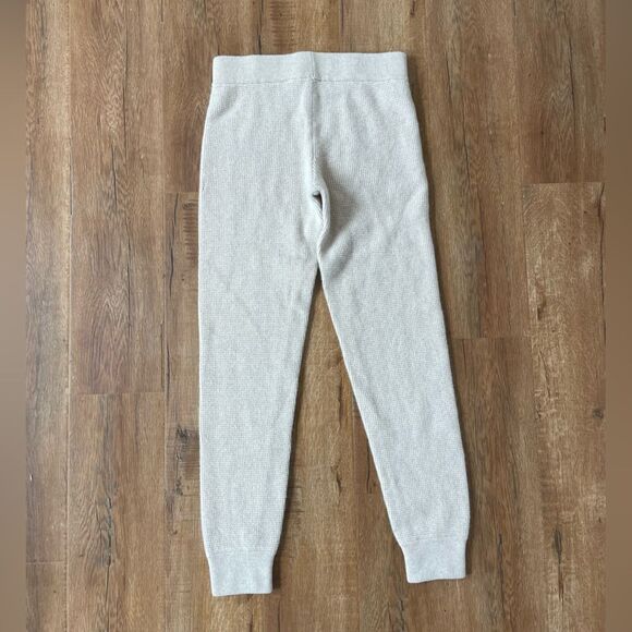 Jenni Kayne Cashmere Blend Waffle Knit Thermal Joggers Oatmeal Size XS - Picture 4 of 6